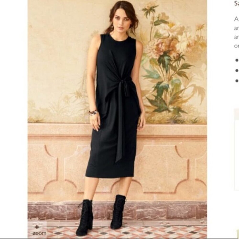 Peruvian Connection Sari Black Sleeveless Maxi Dress with Knot